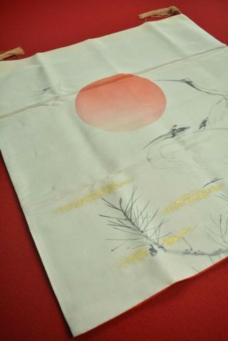 Zh72/280 Vintage Japanese Fabric Silk Antique Boro Fukusa Handwriting 29.  1 "