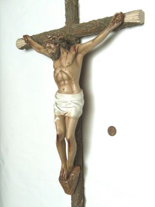 Crucifix Jesus Statue Large 25 " Plaster Wall Cross Christian Religious Catholic