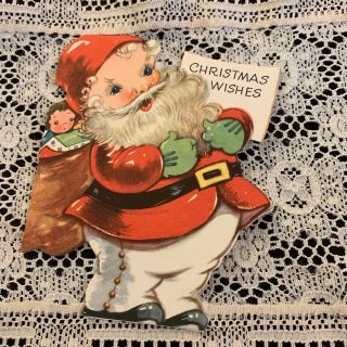 Vintage Greeting Card Christmas Santa Claus Man Toy Sack Gibson