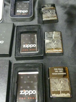 3 Each The Wall 1982 - 2002 Vietnam Remembered Zippo Lighters