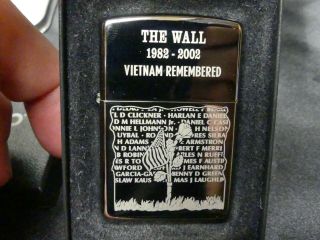 3 each THE WALL 1982 - 2002 VIETNAM REMEMBERED ZIPPO LIGHTERS 4