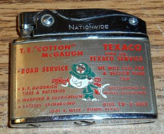 Vintage Texaco T.  E.  " Cotton " Mcgaugh Service Flat Advertising Lighter/rare