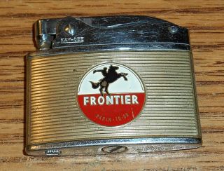 Vintage Frontier Rarin To Go Flat Advertising Lighter/rare