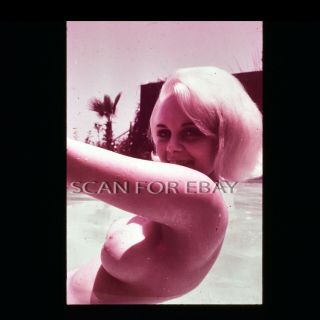 Nude 35mm Transparency Slide Busty Blonde Woman Vintage 1950 