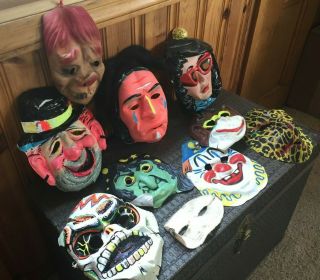 Ten Vintage Halloween Masks 1960 - 70