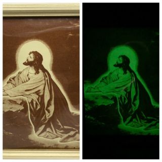 Vintage 1950’s? Glow In The Dark Jesus Framed Luminous Madison Product Farm Find
