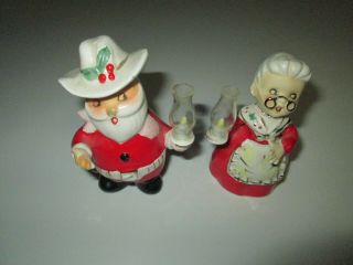 Vintage Santa & Mrs.  Claus Holding Lantern Figurines Japan Orion Japan