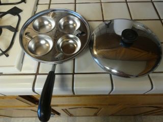 Vintage 1801 Revere Ware 8 " Skillet 4 Cup Egg Poacher W/lid Copper Stainless