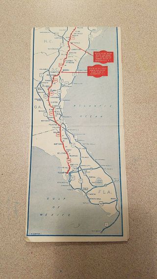 The Tobacco Trail U.  S.  301 Maine to Florida Route Vintage Brochure / Flip Map 2