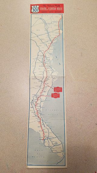 The Tobacco Trail U.  S.  301 Maine to Florida Route Vintage Brochure / Flip Map 3