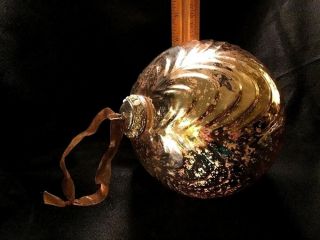 Huge 19 " Vintage Kugel Style - Silver Heavy - Mercury Glass Ornament - Pearl - Rhinestone