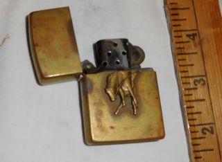 Vintage Zippo Yellow Brass Color Lighter Horse Made In Usa