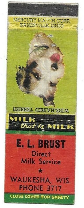 E.  L.  Brust Direct Milk Service,  Waukesha Wi Matchcover 072619