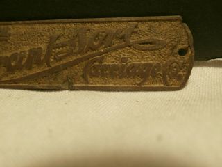 ANTIQUE BUGGY CARRIAGE Co METAL NAME PLATE TAG FLINT MICH DURANT DORT 3