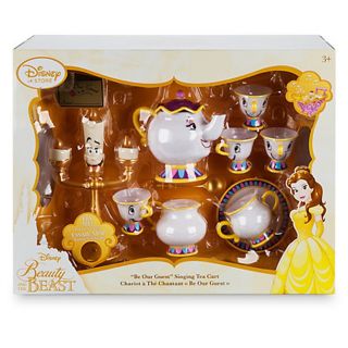 Disney Store Beauty Beast  Be Our Guest  Singing Tea Cart Belle Chip Play Set 2