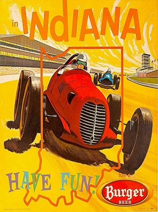 In Indiana Have Fun Burger Beer United States Vintage Travel Art Poster Print