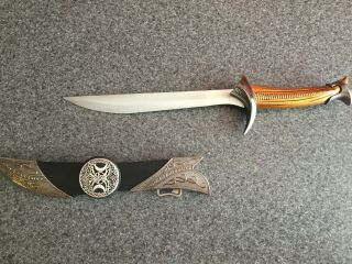Athame / Dagger - Triple Moon Symbol Stainless Steel Blade