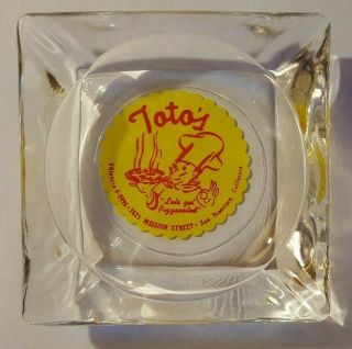 Vtg 3.  5 " Clear Glass Advertising Ashtray Toto 