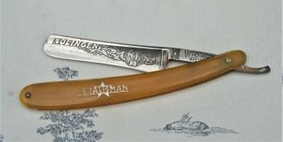 Antique French Le Talisman Solingen Wigawa 600 Cut Throat Straight Razor.