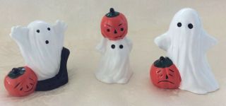 Set Of Three Vtg Halloween Ghost Figurines,  Bone China,  Taiwan,  Adorable