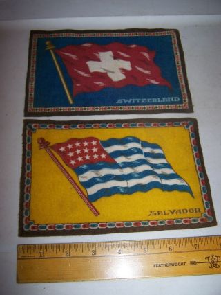Vintage Antique Felt Cigar Box Flags Switzerland & Salvador