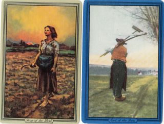2 Playing Swap Cards Artist Lady Man In Fields Song Of The Lark & End Of The Day