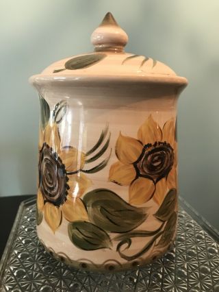 Tuscan Sunflowers Sugar Canister & Lid Provencial Garden By Whole Home Pottery