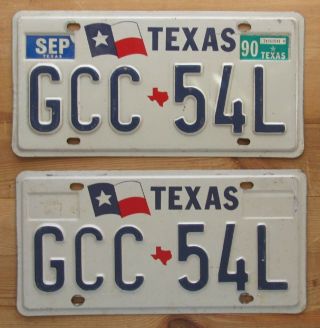 Texas 1990 License Plate Pair - Quality Gcc - 54l