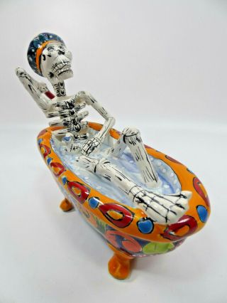 Bathtub Talavera Catrina,  Mexican Day Of The Dead Figurine,  Folk Art,  Bath Tub