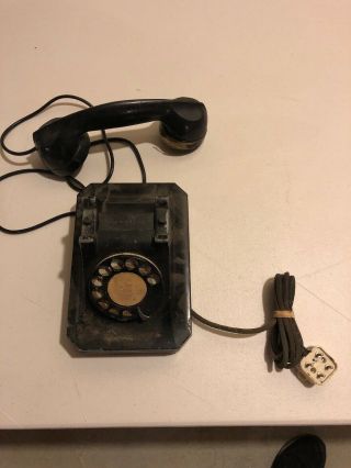 Vtg.  Mid - Century Stromberg - Carlson Black Rotary Dial Desk Phone 2 - 1243wa 4 Prong