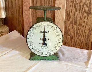 Antique Green Autowate Kitchen Scale Chicago Usa Capacity 25 Pounds