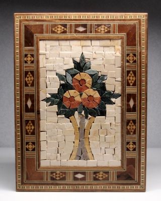 Vintage Mosaic Inlay Wood Wooden Jewelry Trinket Box
