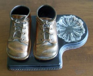 Vintage Bronze Baby Shoes Ash Tray / Trinket Dish