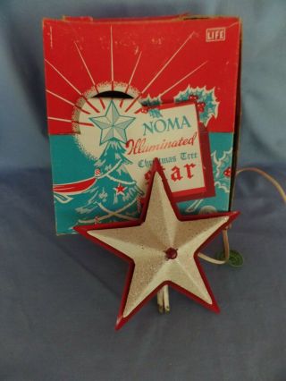Vintage Tin Noma Illuminated Christmas Tree Topper Star No.  426 6 " Usa