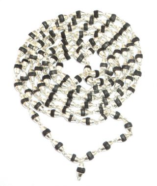 Black Tulsi Mala In Pure Silver Caps - 109 Beads