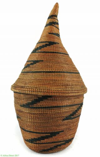 Tutsi Basket Lidded Tight Weave Rwanda Old African Art