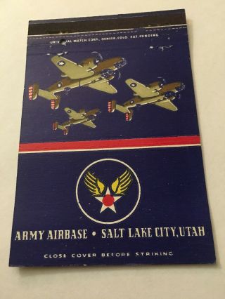 Vintage Matchbook Cover Matchcover Us Army Airbase Salt Lake City Ut Utah