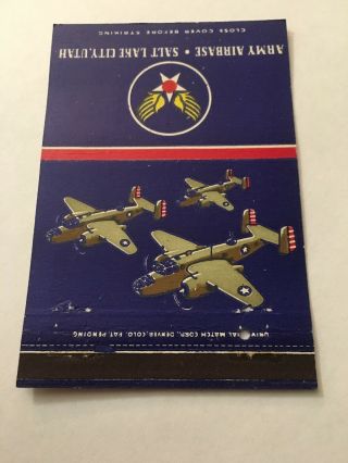 Vintage Matchbook Cover Matchcover US Army Airbase Salt Lake City UT Utah 2