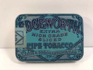 Antique Edgeworth Pipe Tobacco Tin Litho Pocket Can Vintage Richmond Va Larus