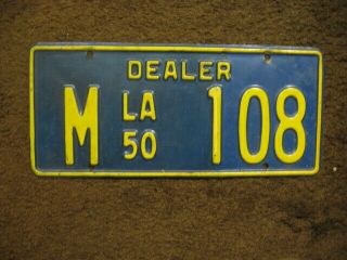 1950 Louisiana License Plate - Dealer