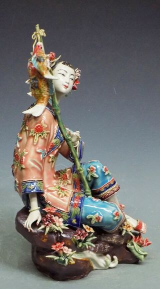 Fishing & Harvest - Shiwan Chinese Ceramic Lady Figurine 2