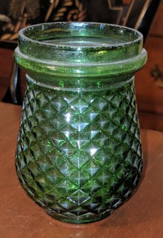 Antique Christmas Green Glass Float Light Fairy Candleholder Victorian X - Mas