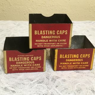 Vintage Illinois Blasting Caps Advertising Tins Western Cartridge Co Old Mining