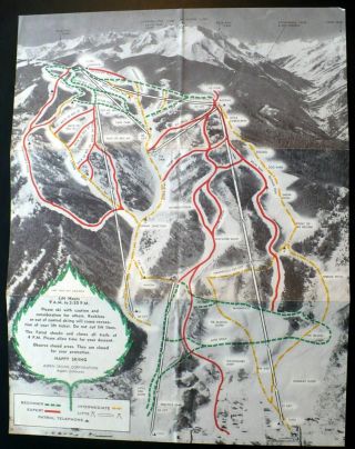 1960s Aspen Highlands CO,  Olympian Stein Eriksen Ski School,  Brochure,  Map 2