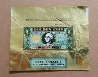 Golden Coin Bubble Gum,  Topps Gum Wrapper (dwight Eisenhower) 1950 