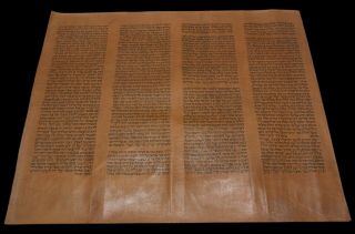 Torah Scroll Bible Genesis Manuscript Vellum Fragment/leaf Judaica