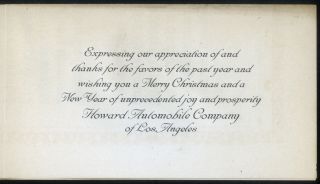 Vintage Buick Car Christmas Greeting Card Howard Auto Co.  Los Angeles CA c 1920s 5