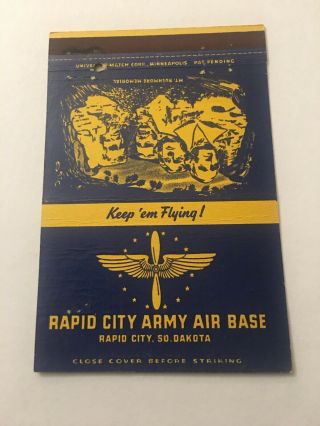 Vintage Matchbook Cover Matchcover Rapid City Army Air Force Base Sd
