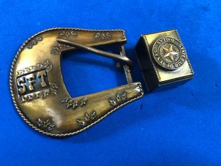 Vintage? State Fair Of Texas Sft Dallas Two Piece Western Belt Buckle Vgc