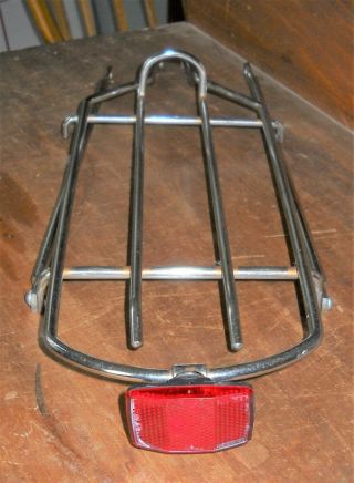 Vintage Bicycle Rear Rack - Luggage Carrier With Reflector On Back Cat Eye